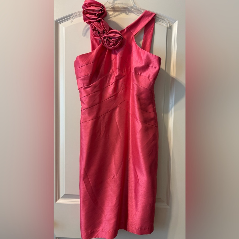 London Times Orange One Shoulder Sheath Dress